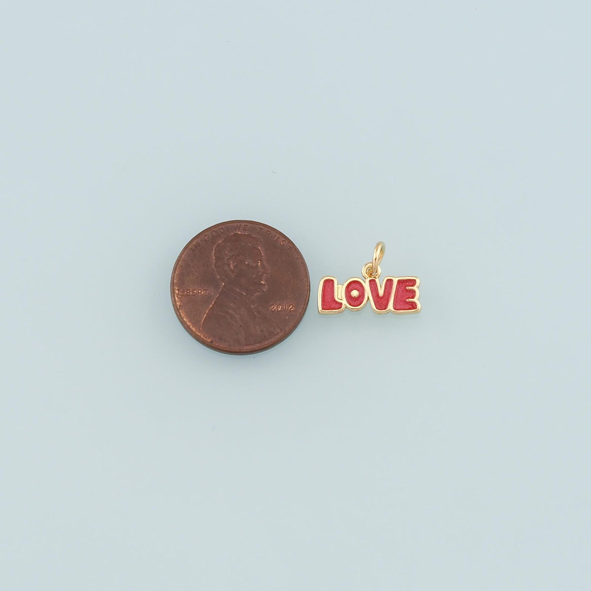 18K Gold Filled Love Enamel Charm Pendant for Jewelry Making