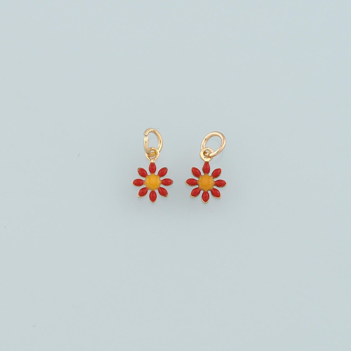 Gold Flower Charms,18K Gold Filled Flower Pendant,Enamel Flower Charm Bracelet Necklace for DIY Jewelry Making Supply