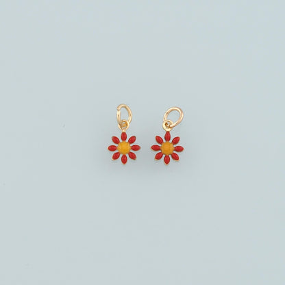 Gold Flower Charms,18K Gold Filled Flower Pendant,Enamel Flower Charm Bracelet Necklace for DIY Jewelry Making Supply