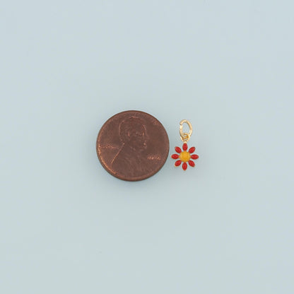 Gold Flower Charms,18K Gold Filled Flower Pendant,Enamel Flower Charm Bracelet Necklace for DIY Jewelry Making Supply