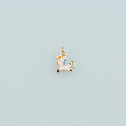 Gold Unicorn Charms,18K Gold Filled Unicorn Pendant,Enamel Unicorn Charm Bracelet Necklace for DIY Jewelry Making Supply