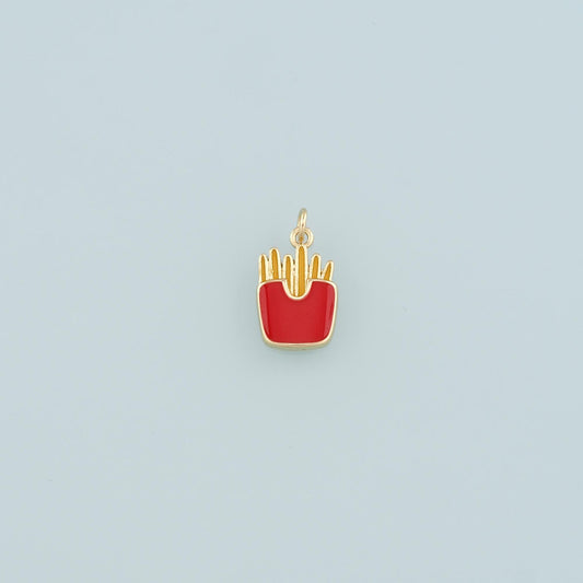 18K Gold Filled Fries Pendant,Enamel French Fries Charm Bracelet Necklace for DIY Jewelry Making Supply