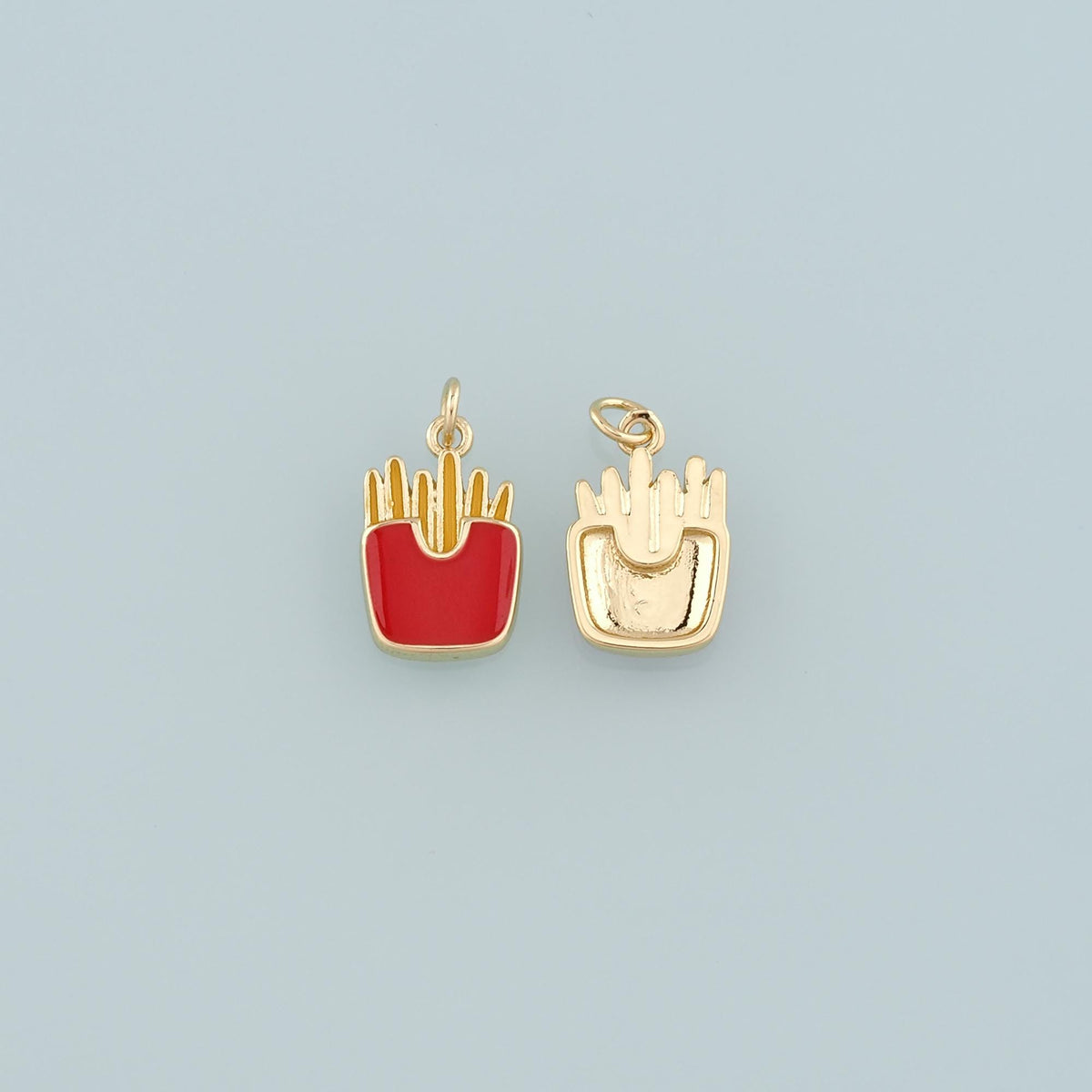 18K Gold Filled Fries Pendant,Enamel French Fries Charm Bracelet Necklace for DIY Jewelry Making Supply