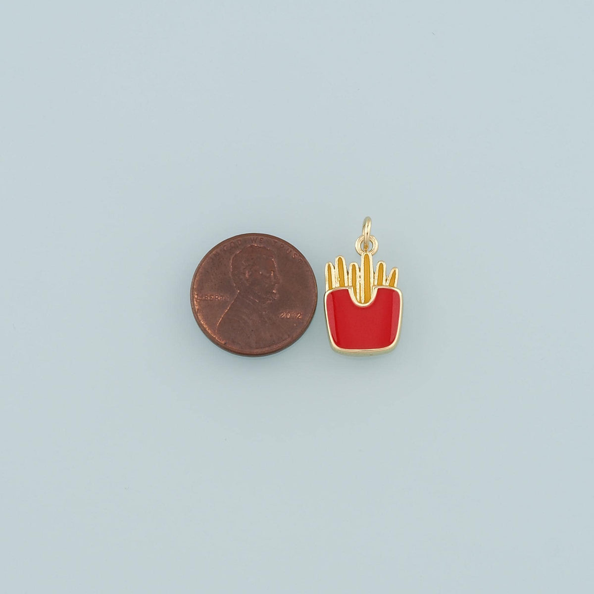 18K Gold Filled Fries Pendant,Enamel French Fries Charm Bracelet Necklace for DIY Jewelry Making Supply