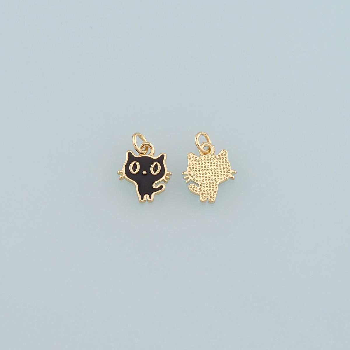 18K Gold Filled Enamel Cat Charm Pendant for Jewelry Making