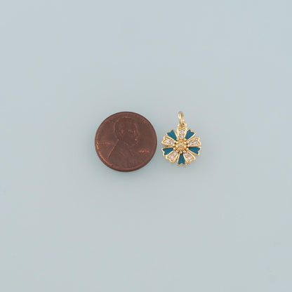 Gold Flower Charms,18K Gold Filled Flower Pendant,Enamel Flower Charm Bracelet Necklace for DIY Jewelry Making Supply