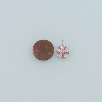 Gold Flower Charms,18K Gold Filled Flower Pendant,Enamel Flower Charm Bracelet Necklace for DIY Jewelry Making Supply