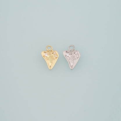 18K Gold Filled Heart CZ Charm Pendant for Jewelry Making