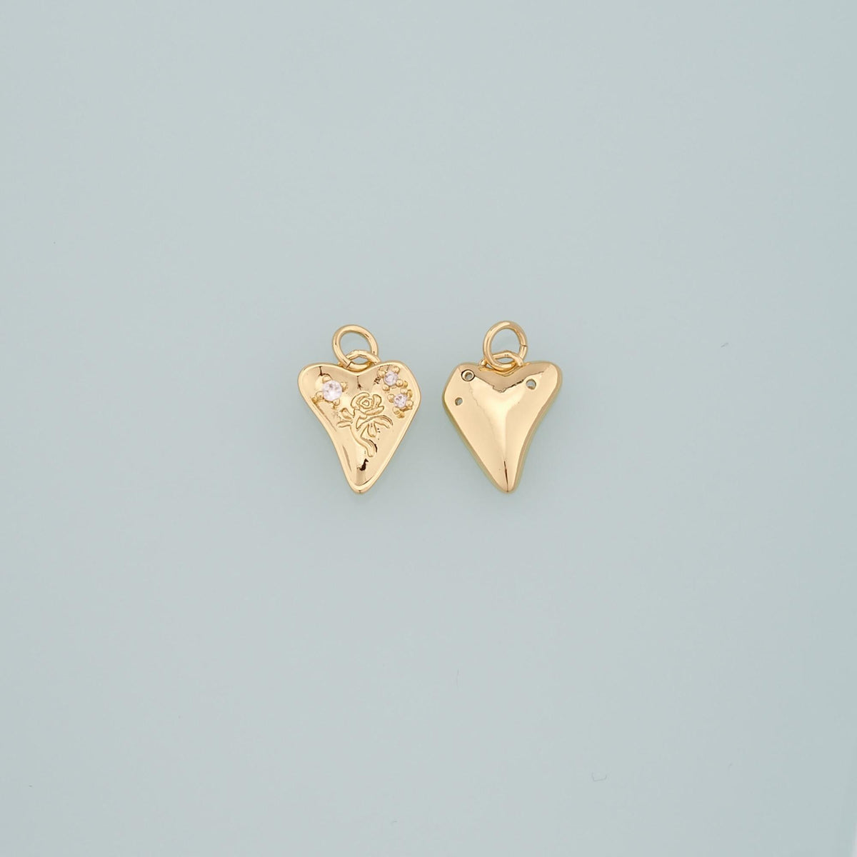 18K Gold Filled Heart CZ Charm Pendant for Jewelry Making