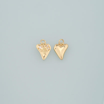 18K Gold Filled Heart CZ Charm Pendant for Jewelry Making