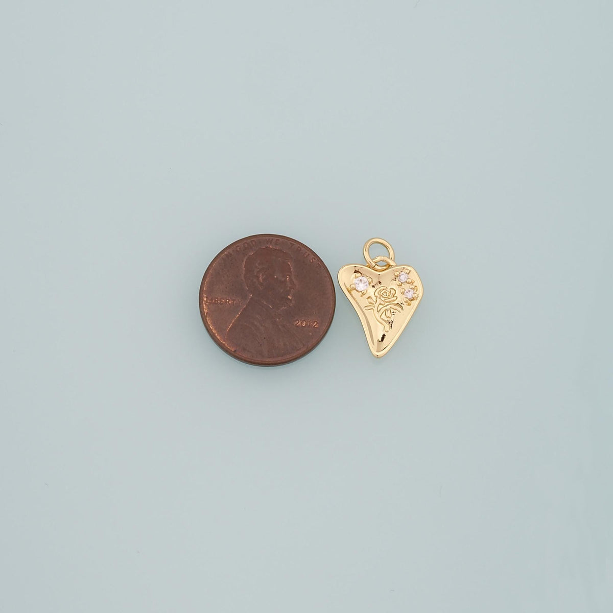 18K Gold Filled Heart CZ Charm Pendant for Jewelry Making