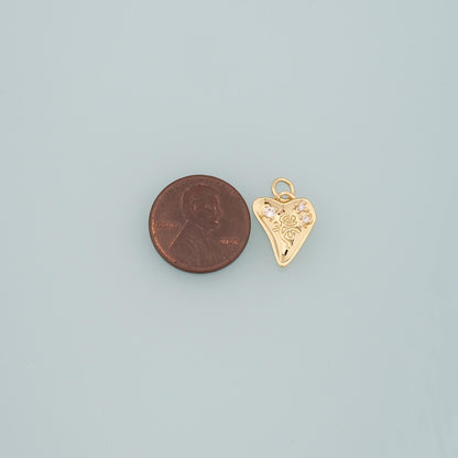 18K Gold Filled Heart CZ Charm Pendant for Jewelry Making
