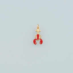 Cute Lobster Charms,18K Gold Filled Enamel Lobster Pendant,Kawaii Ocean Charm Bracelet Necklace for DIY Jewelry Making Supply