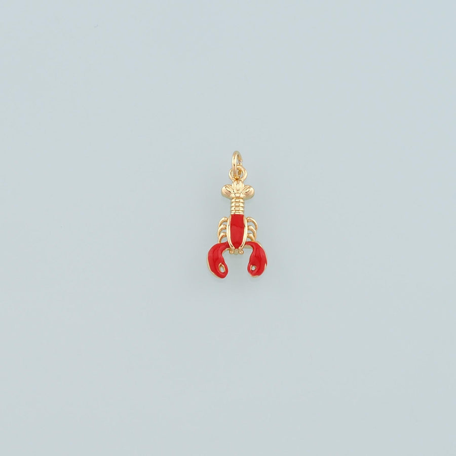 Cute Lobster Charms,18K Gold Filled Enamel Lobster Pendant,Kawaii Ocean Charm Bracelet Necklace for DIY Jewelry Making Supply