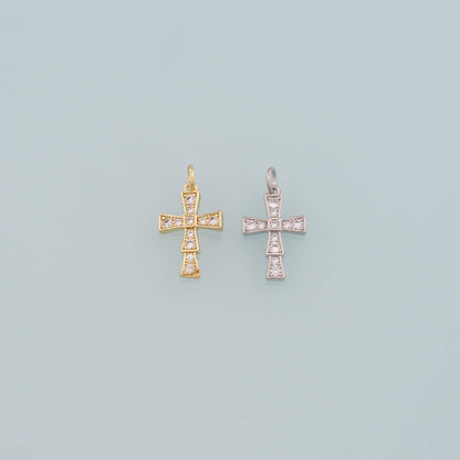 Gold Cross Charms,18K Gold Filled Cross Pendant,CZ Micro Pave Religion Charm Bracelet Necklace for DIY Jewelry Making Supply