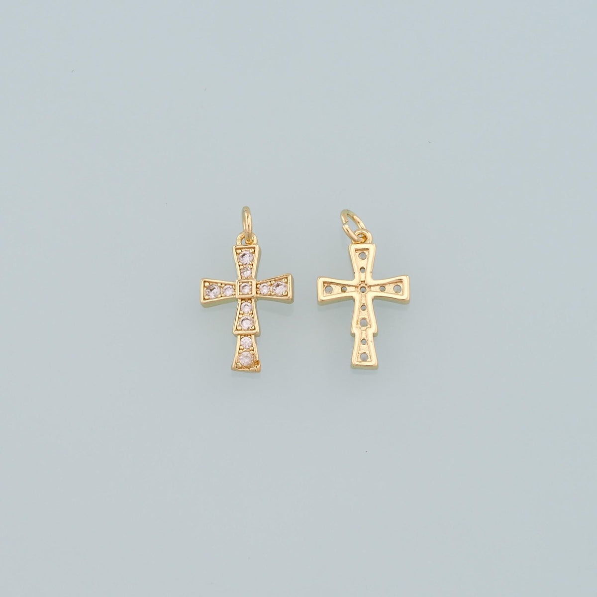 Gold Cross Charms,18K Gold Filled Cross Pendant,CZ Micro Pave Religion Charm Bracelet Necklace for DIY Jewelry Making Supply