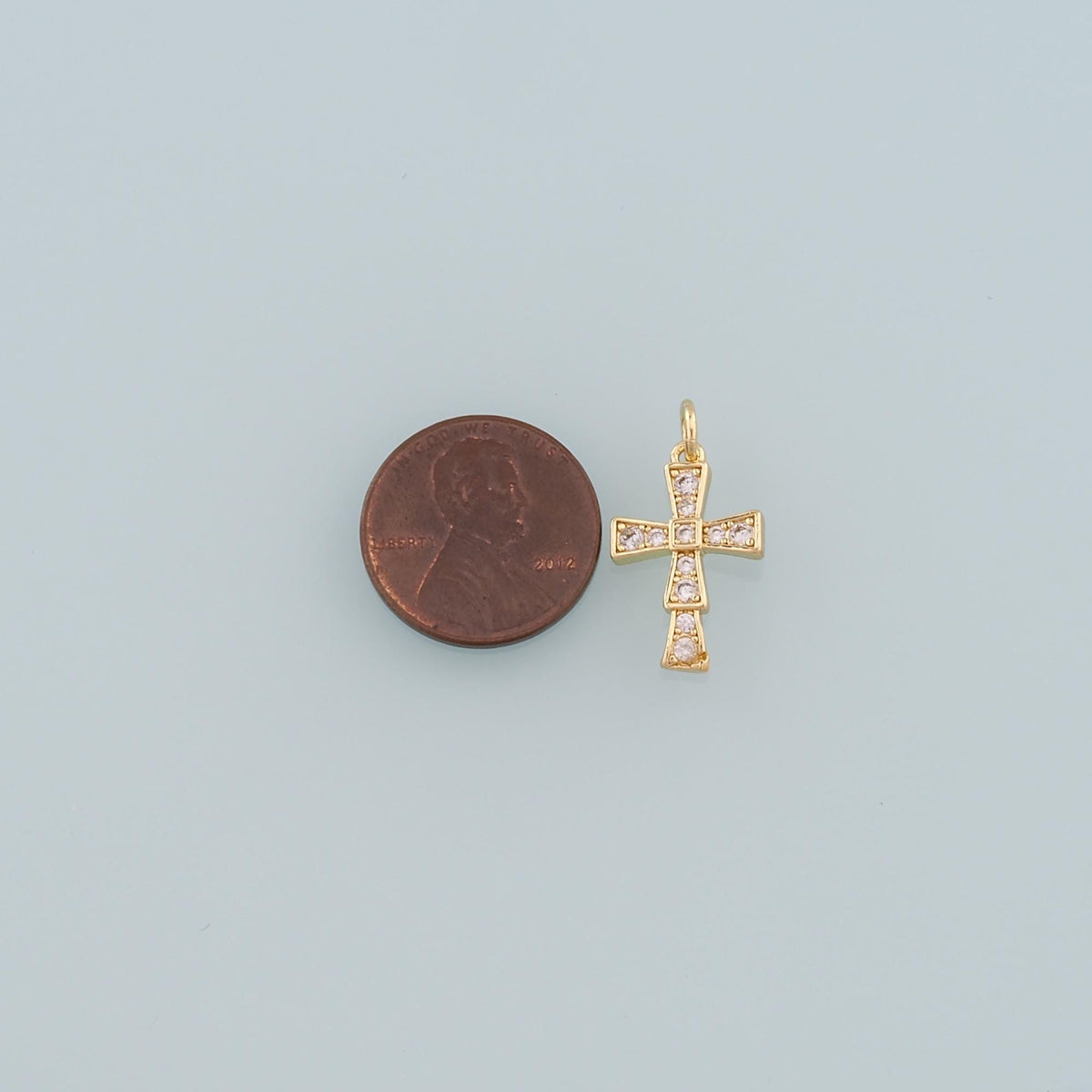 Gold Cross Charms,18K Gold Filled Cross Pendant,CZ Micro Pave Religion Charm Bracelet Necklace for DIY Jewelry Making Supply