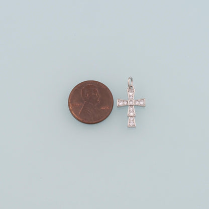 Gold Cross Charms,18K Gold Filled Cross Pendant,CZ Micro Pave Religion Charm Bracelet Necklace for DIY Jewelry Making Supply