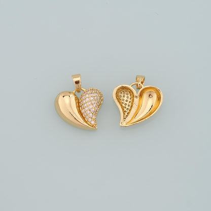 18K Gold Filled Heart CZ Charm Pendant for Jewelry Making