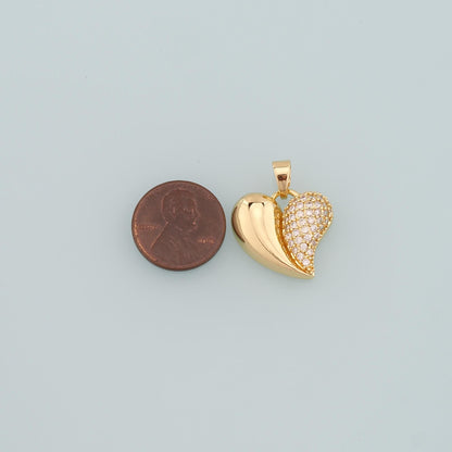 18K Gold Filled Heart CZ Charm Pendant for Jewelry Making