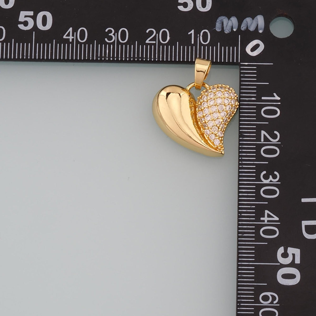 18K Gold Filled Heart CZ Charm Pendant for Jewelry Making