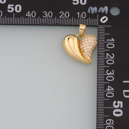 18K Gold Filled Heart CZ Charm Pendant for Jewelry Making