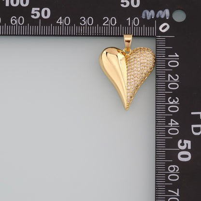 Gold Heart Charms,18K Gold Filled Heart Pendant,CZ Micro Pave Heart Charm Bracelet Necklace for DIY Jewelry Making Supply