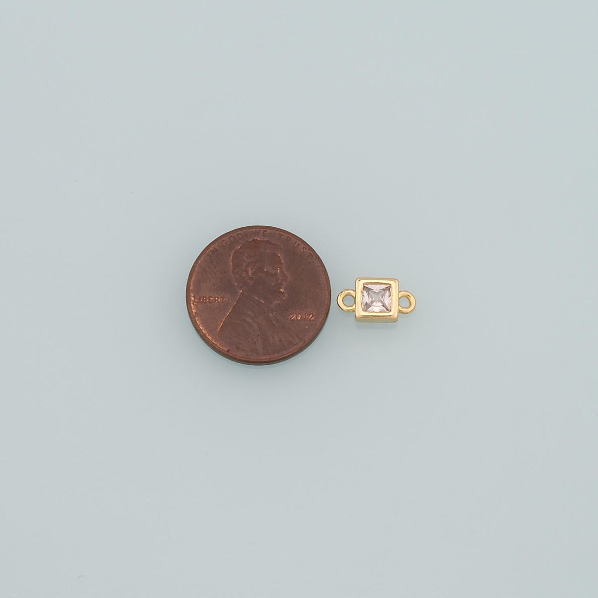 18K Gold Filled Cubic Zirconia Square Connector for Jewelry Making