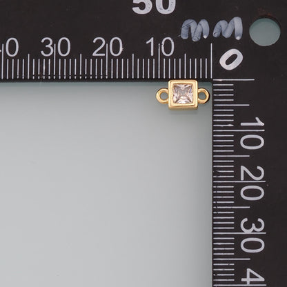 18K Gold Filled Cubic Zirconia Square Connector for Jewelry Making