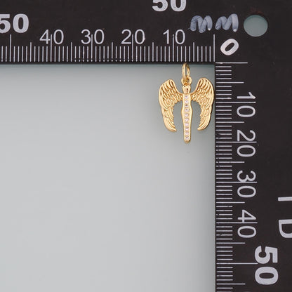 Gold Wing Charms,18K Gold Filled Wings Pendant,CZ Micro Pave Angel Wings Charm Bracelet Necklace for DIY Jewelry Making Suppl