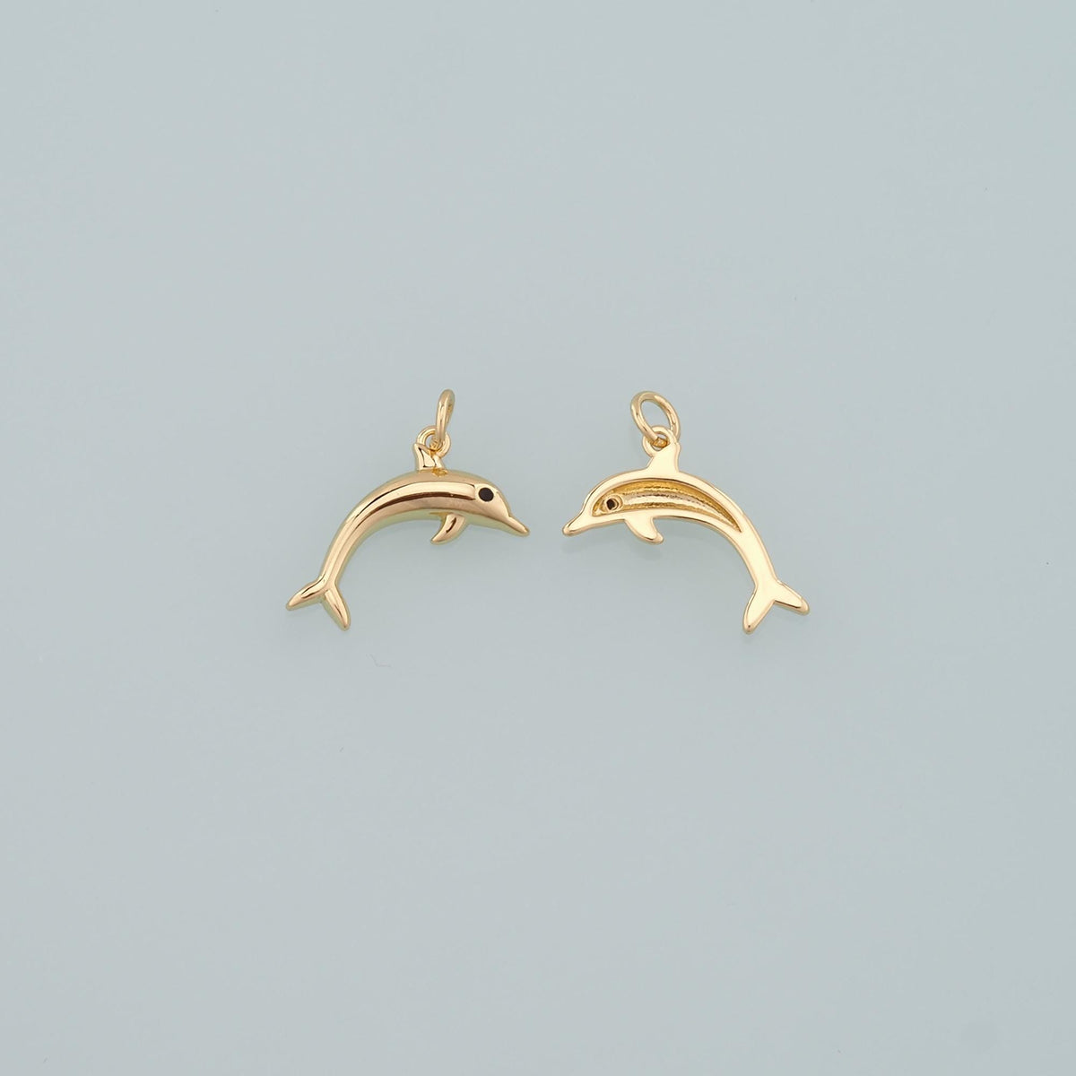 Cute Dolphin Charms,18K Gold Filled Dolphin Pendant,Kawaii Ocean Charm Bracelet Necklace for DIY Jewelry Making Supply