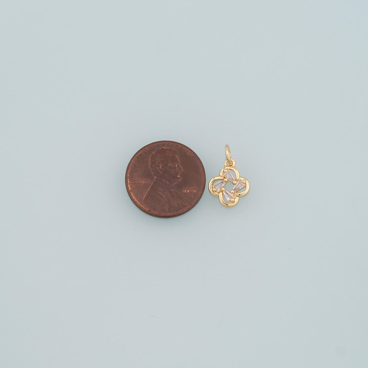 18K Gold Filled Flower CZ Charm Pendant for Jewelry Making