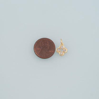 18K Gold Filled Flower CZ Charm Pendant for Jewelry Making