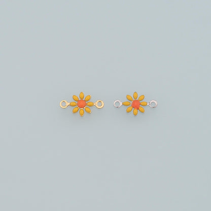 18K Gold Filled Enamel Flower Connector for Jewelry Making