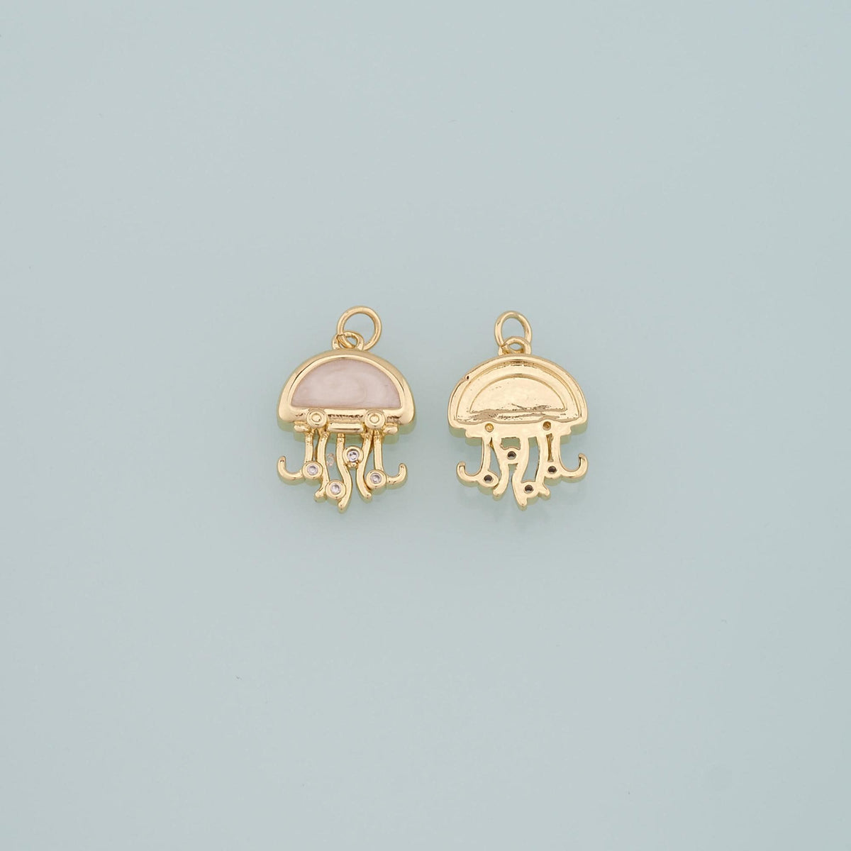Gold Jellyfish Charms,18K Gold Filled Jellyfish Pendant,Enamel Ocean Charm Bracelet Necklace for DIY Jewelry Making Supply
