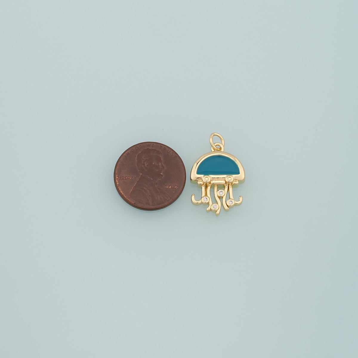 Gold Jellyfish Charms,18K Gold Filled Jellyfish Pendant,Enamel Ocean Charm Bracelet Necklace for DIY Jewelry Making Supply