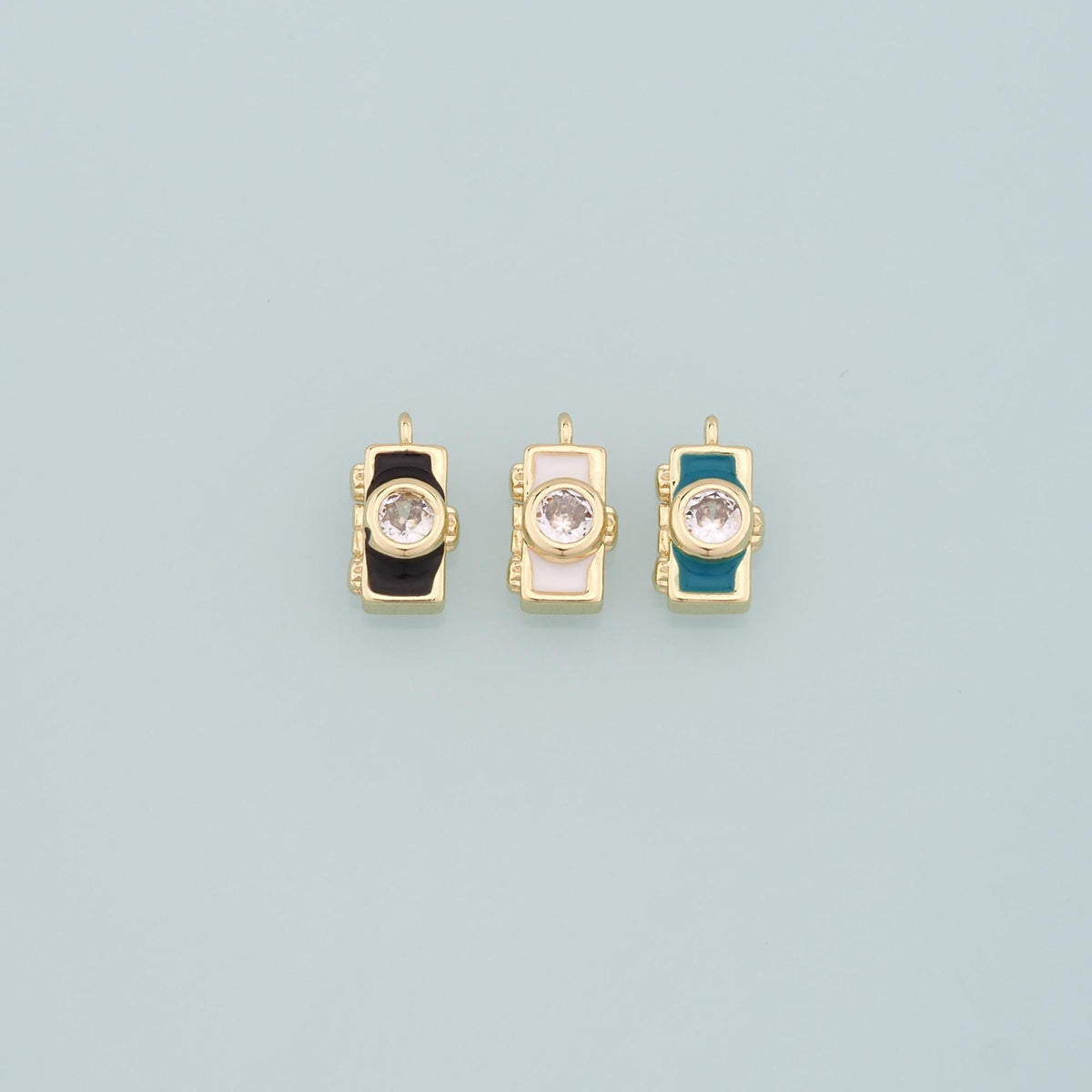 Gold Camera Charms,18K Gold Filled Camera Pendant,Enamel Camera Charm Bracelet Necklace for DIY Jewelry Making Supply