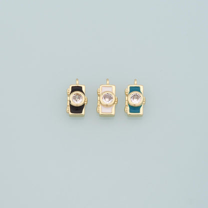 Gold Camera Charms,18K Gold Filled Camera Pendant,Enamel Camera Charm Bracelet Necklace for DIY Jewelry Making Supply