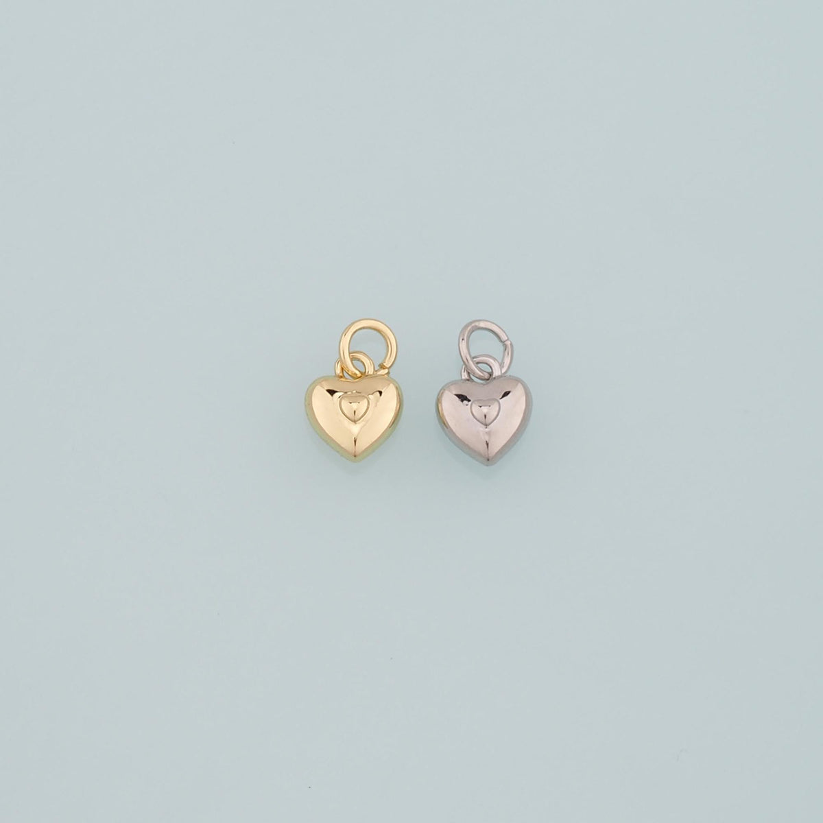 Gold Heart Charms,18K Gold Filled Heart Pendant,Dinty Heart Charm Bracelet Necklace for DIY Jewelry Making Supply