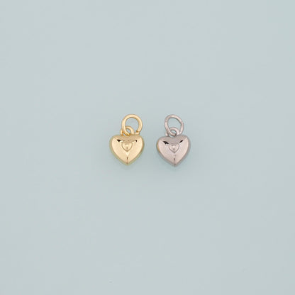 Gold Heart Charms,18K Gold Filled Heart Pendant,Dinty Heart Charm Bracelet Necklace for DIY Jewelry Making Supply