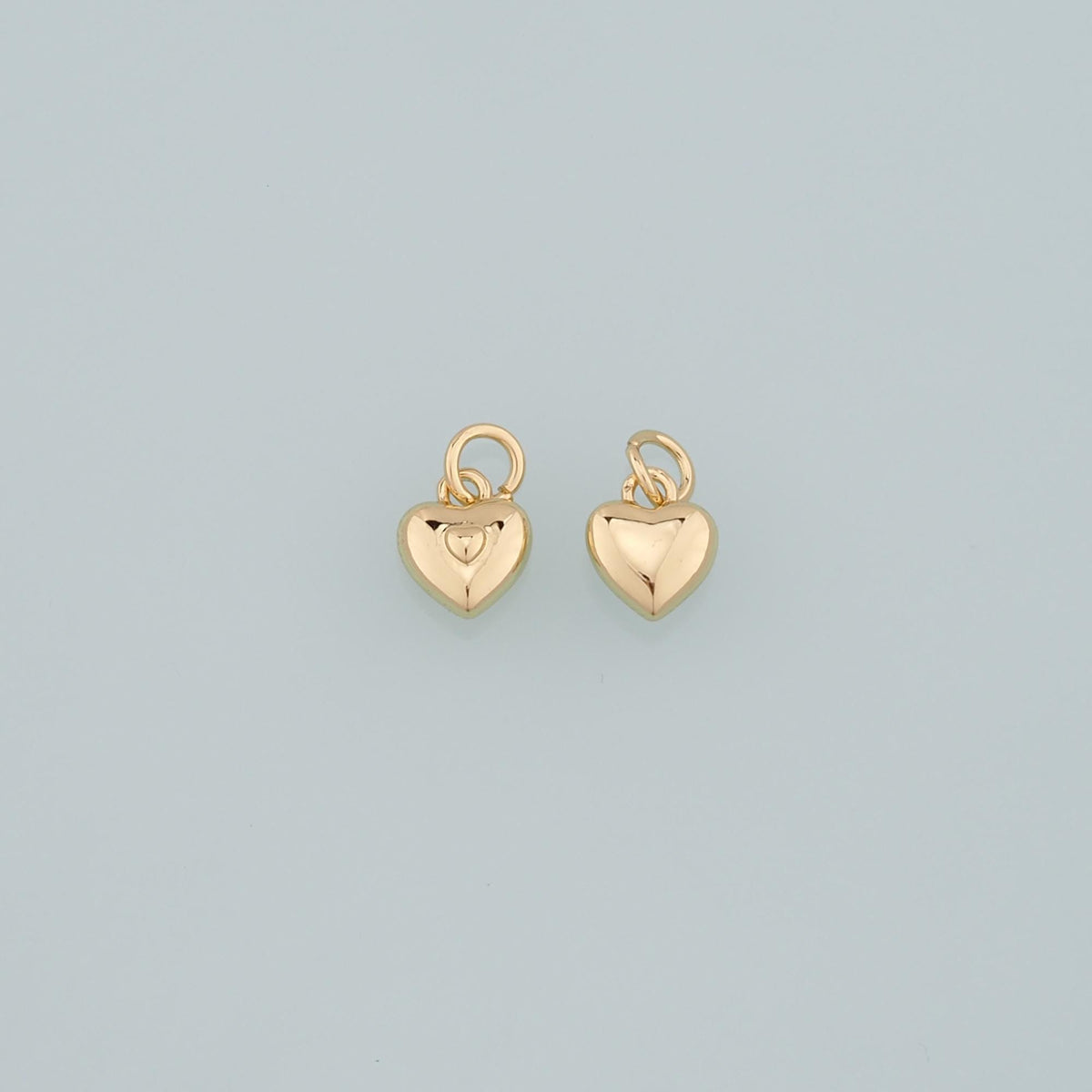 Gold Heart Charms,18K Gold Filled Heart Pendant,Dinty Heart Charm Bracelet Necklace for DIY Jewelry Making Supply