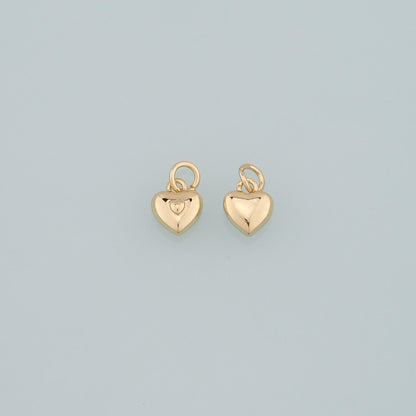 Gold Heart Charms,18K Gold Filled Heart Pendant,Dinty Heart Charm Bracelet Necklace for DIY Jewelry Making Supply