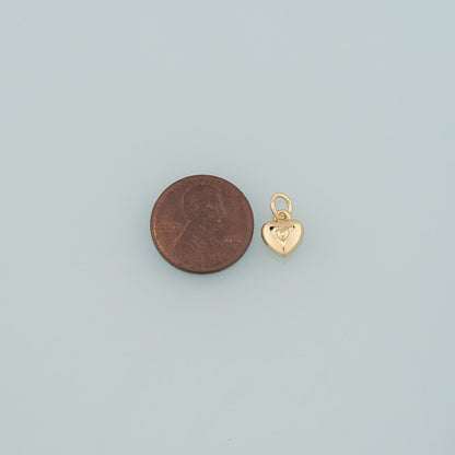 Gold Heart Charms,18K Gold Filled Heart Pendant,Dinty Heart Charm Bracelet Necklace for DIY Jewelry Making Supply