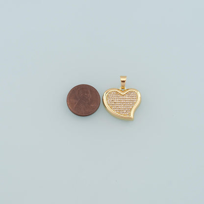 18K Gold Filled Heart CZ Charm Pendant for Jewelry Making
