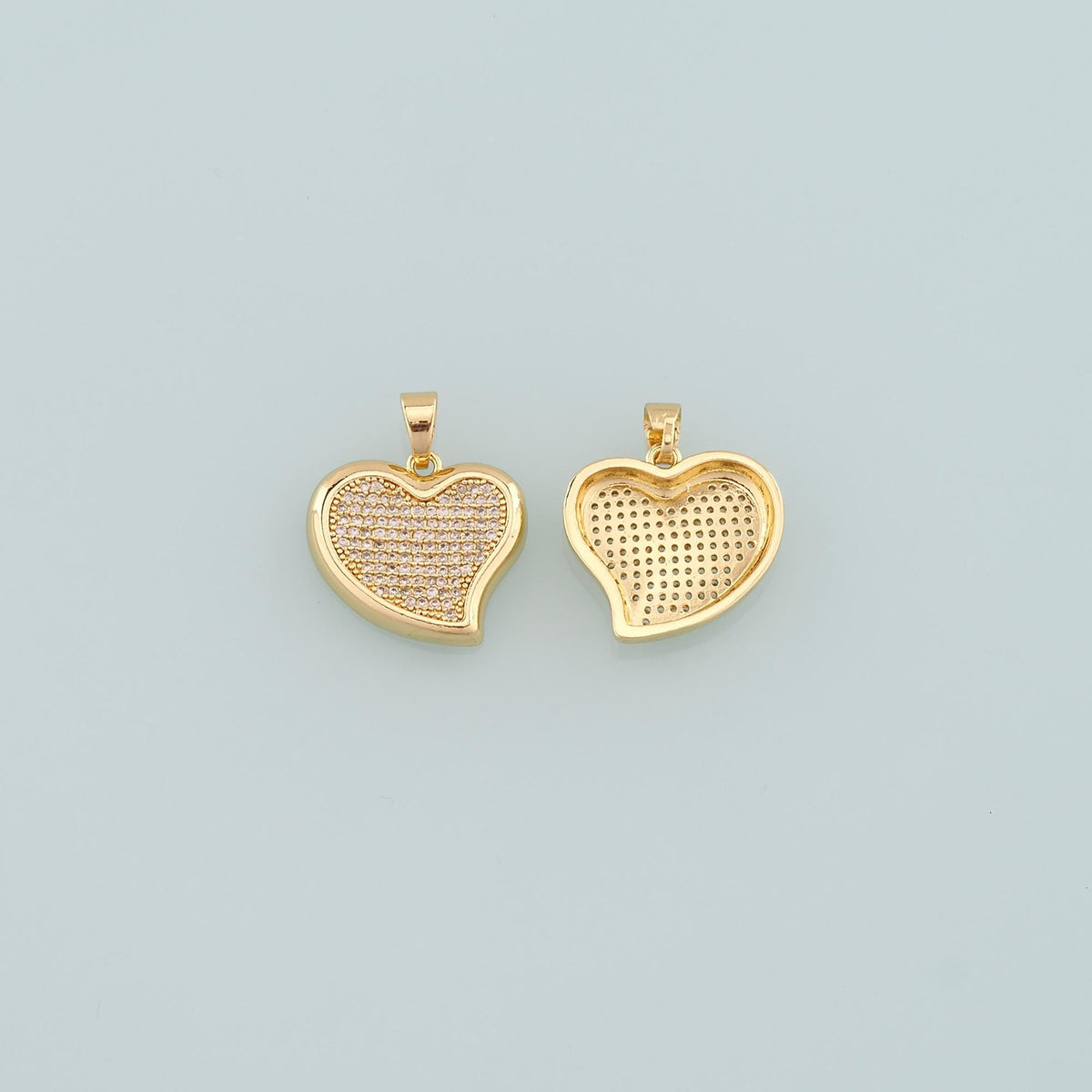 18K Gold Filled Heart CZ Charm Pendant for Jewelry Making
