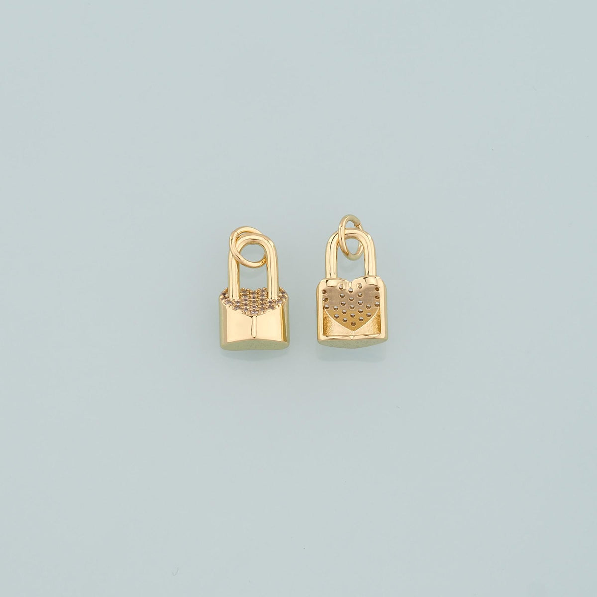 18K Gold Filled Key CZ Charm Pendant for Jewelry Making