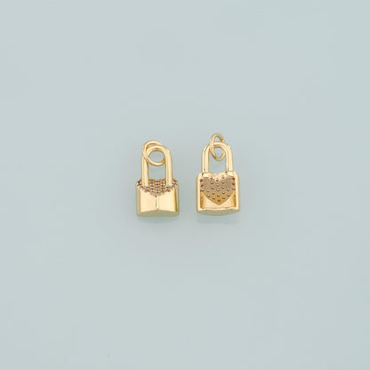 18K Gold Filled Key CZ Charm Pendant for Jewelry Making