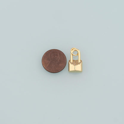 18K Gold Filled Key CZ Charm Pendant for Jewelry Making