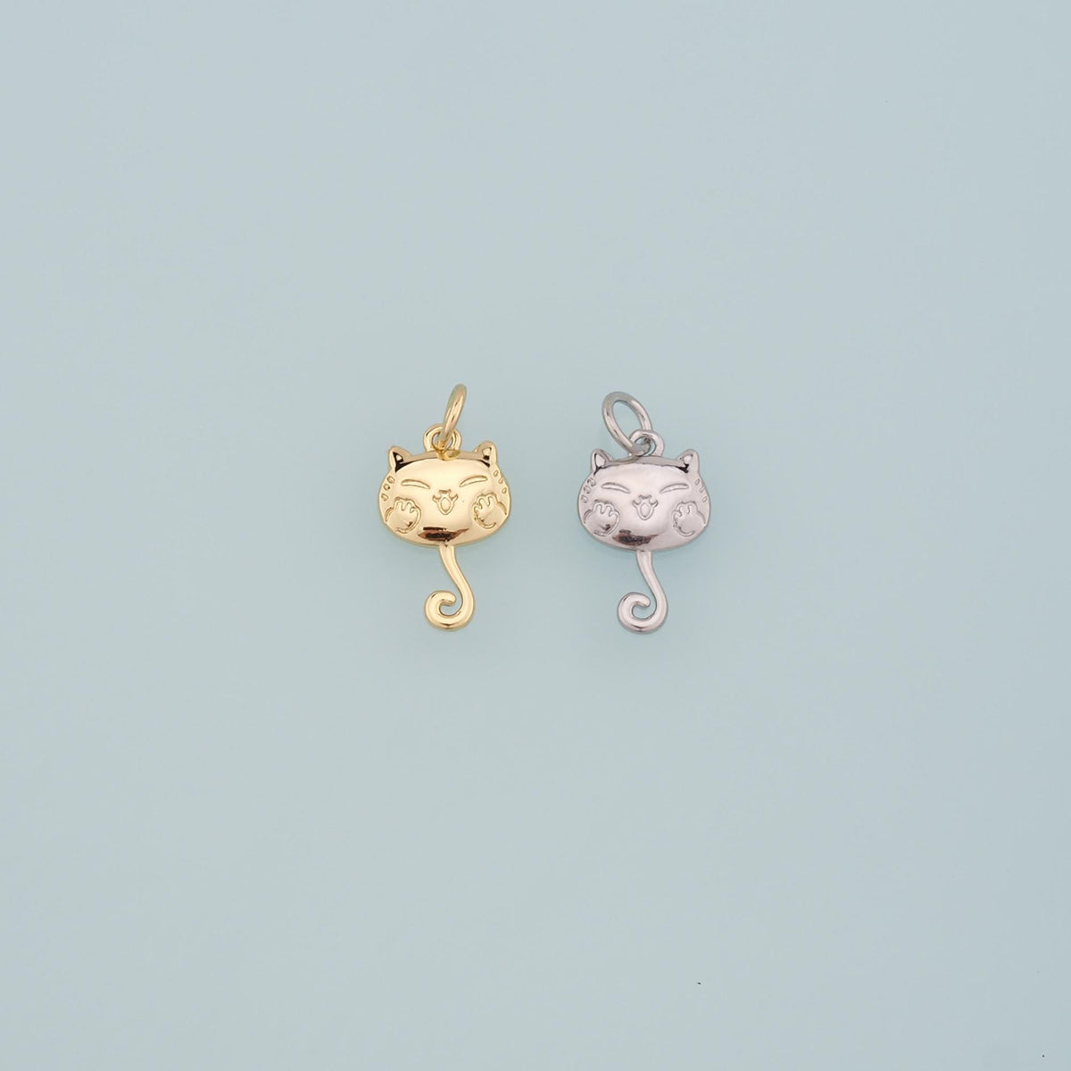 18K Gold Filled Cat Charm Pendant for Jewelry Making