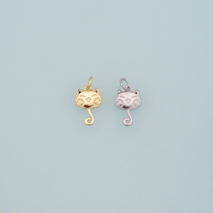 18K Gold Filled Cat Charm Pendant for Jewelry Making